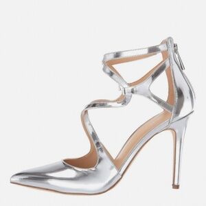 New Michael Kors Women's Catia Metallic Leather Pumps Silver